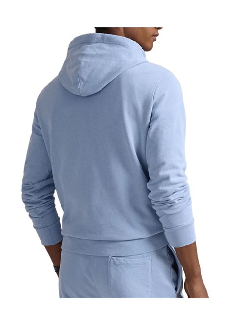 felpa uomo cappuccio cotone garzato celeste POLO RALPH LAUREN | 710916690026